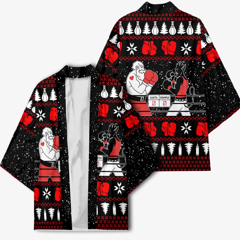 Christmas Boxing Santa And Krampus Kimono Xmas Holiday Patterns - Wonder Print Shop