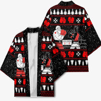 Christmas Boxing Santa And Krampus Kimono Xmas Holiday Patterns - Wonder Print Shop