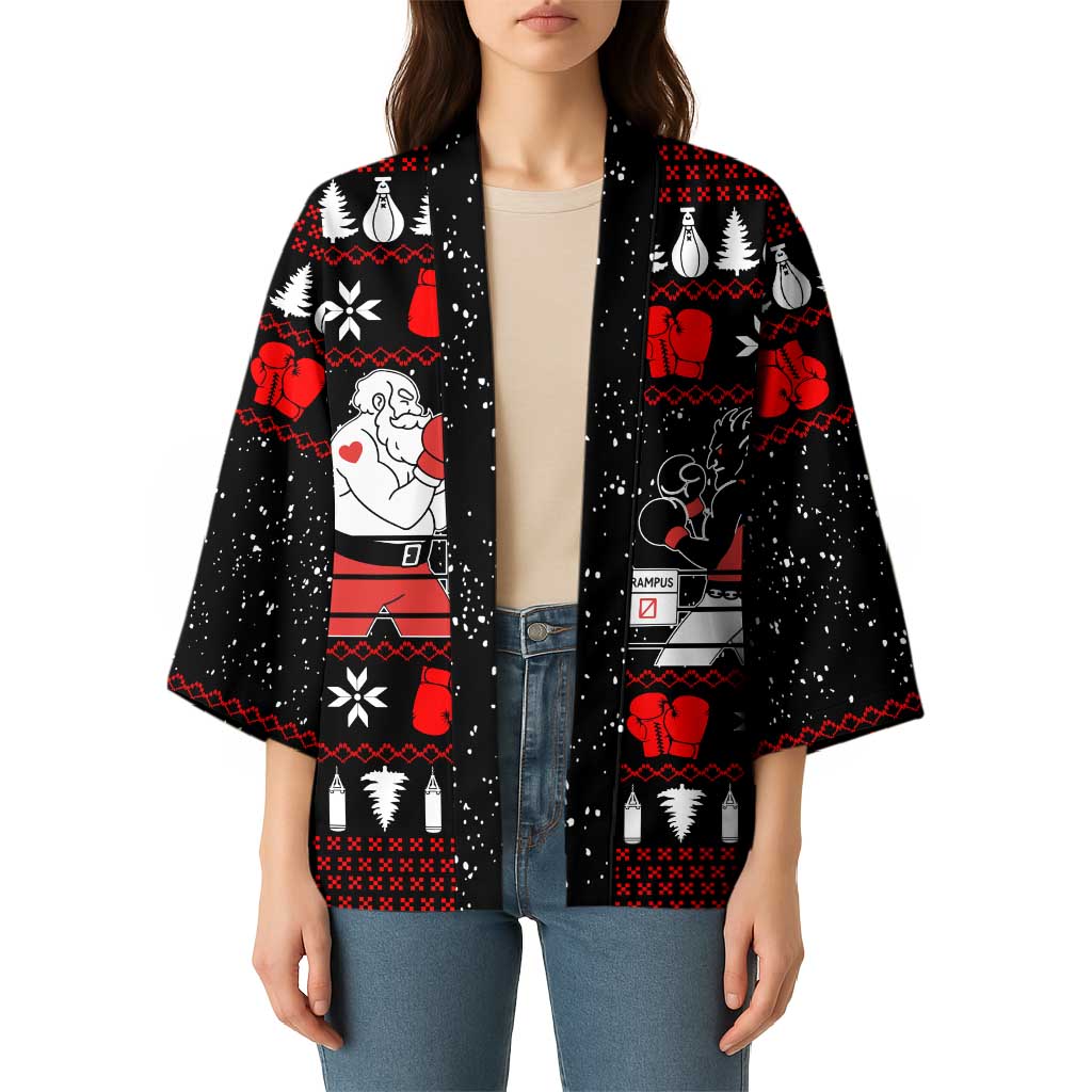 Christmas Boxing Santa And Krampus Kimono Xmas Holiday Patterns - Wonder Print Shop