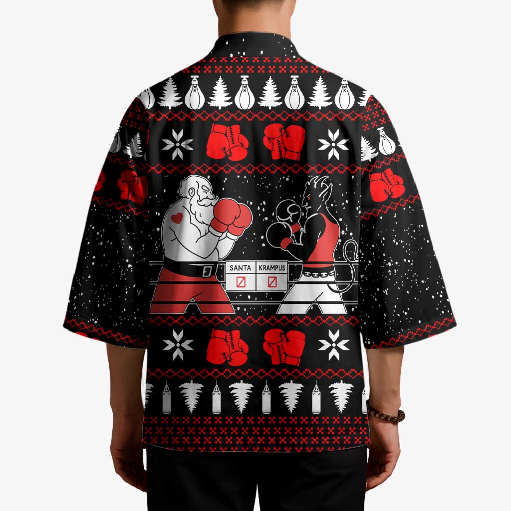 Christmas Boxing Santa And Krampus Kimono Xmas Holiday Patterns - Wonder Print Shop