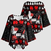 Christmas Boxing Santa And Krampus Kimono Sleeve Blouse Xmas Holiday Patterns - Wonder Print Shop