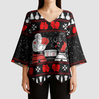 Christmas Boxing Santa And Krampus Kimono Sleeve Blouse Xmas Holiday Patterns - Wonder Print Shop