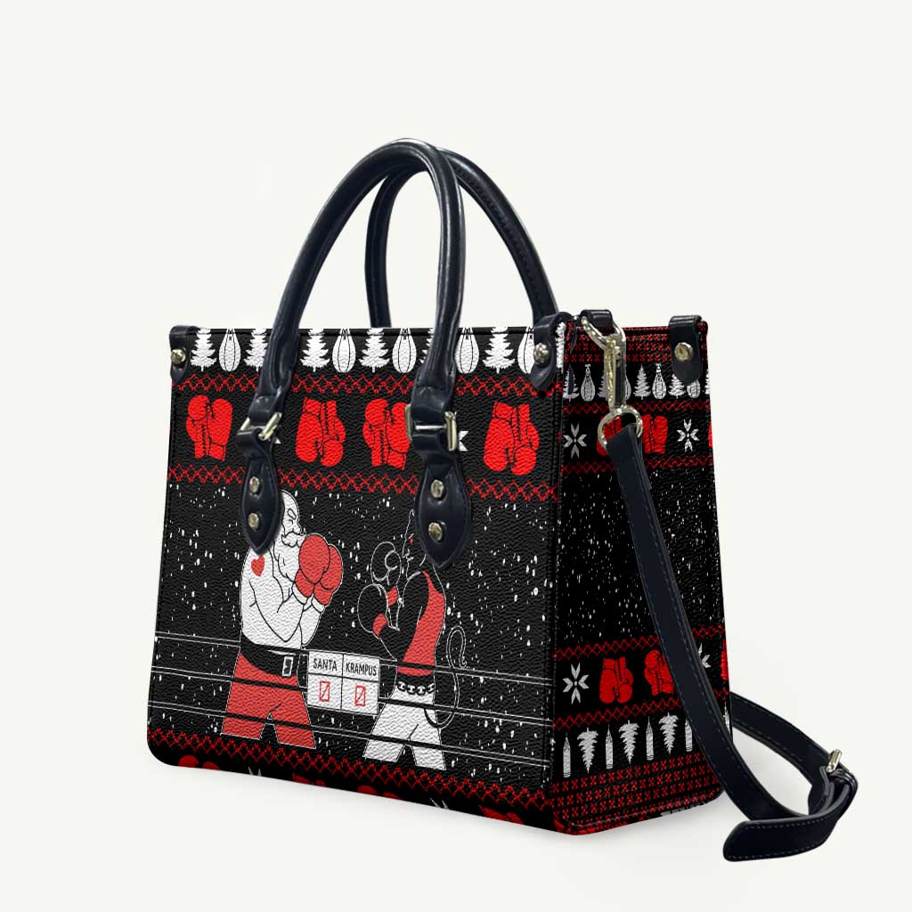 Christmas Boxing Santa And Krampus Leather Bag Xmas Holiday Patterns - Wonder Print Shop