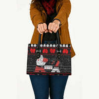 Christmas Boxing Santa And Krampus Leather Bag Xmas Holiday Patterns - Wonder Print Shop