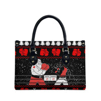 Christmas Boxing Santa And Krampus Leather Bag Xmas Holiday Patterns - Wonder Print Shop