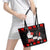 Christmas Boxing Santa And Krampus Leather Tote Bag Xmas Holiday Patterns - Wonder Print Shop