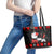Christmas Boxing Santa And Krampus Leather Tote Bag Xmas Holiday Patterns - Wonder Print Shop