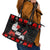 Christmas Boxing Santa And Krampus Leather Tote Bag Xmas Holiday Patterns - Wonder Print Shop