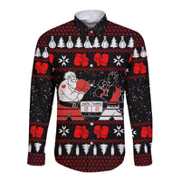 Christmas Boxing Santa And Krampus Long Sleeve Button Shirt Xmas Holiday Patterns - Wonder Print Shop