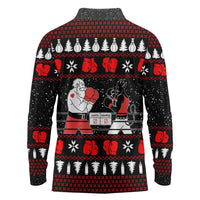 Christmas Boxing Santa And Krampus Long Sleeve Polo Shirt Xmas Holiday Patterns - Wonder Print Shop