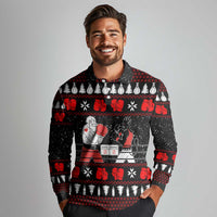 Christmas Boxing Santa And Krampus Long Sleeve Polo Shirt Xmas Holiday Patterns - Wonder Print Shop