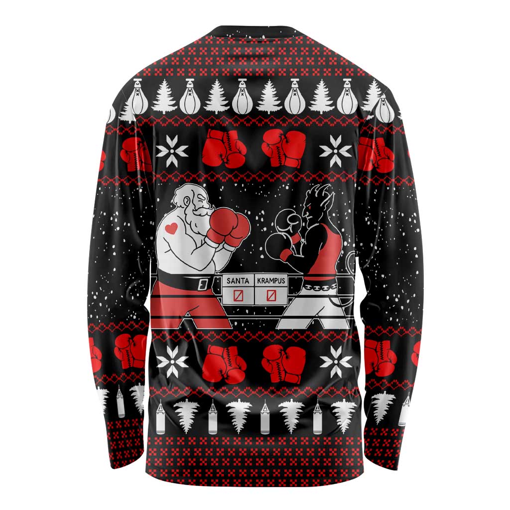 Christmas Boxing Santa And Krampus Long Sleeve Shirt Xmas Holiday Patterns - Wonder Print Shop