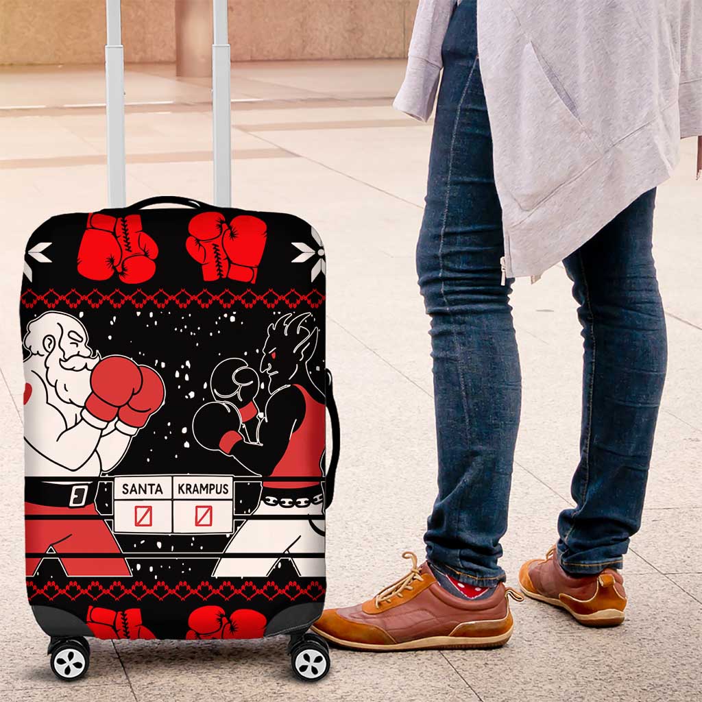 Christmas Boxing Santa And Krampus Luggage Cover Xmas Holiday Patterns - Wonder Print Shop