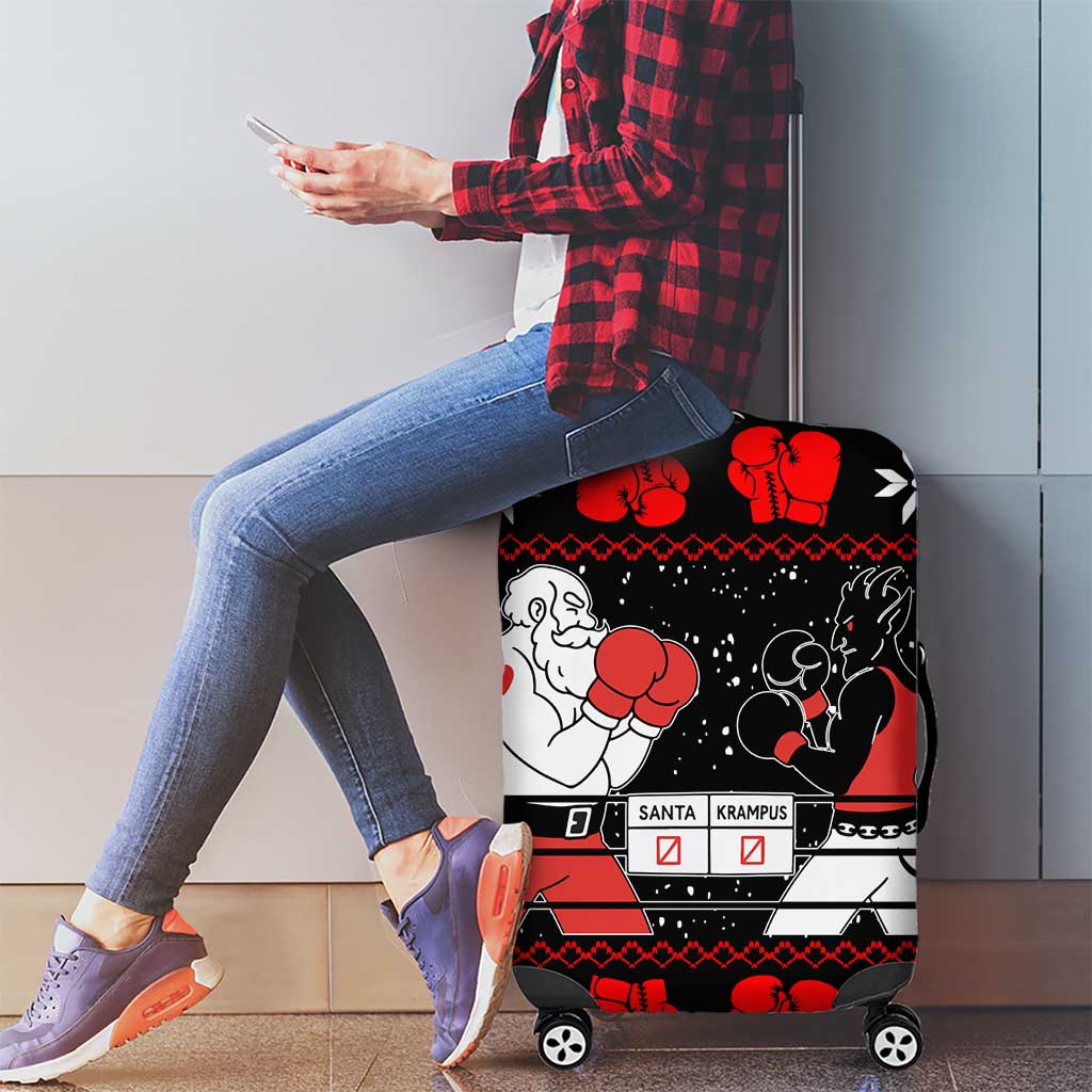 Christmas Boxing Santa And Krampus Luggage Cover Xmas Holiday Patterns - Wonder Print Shop