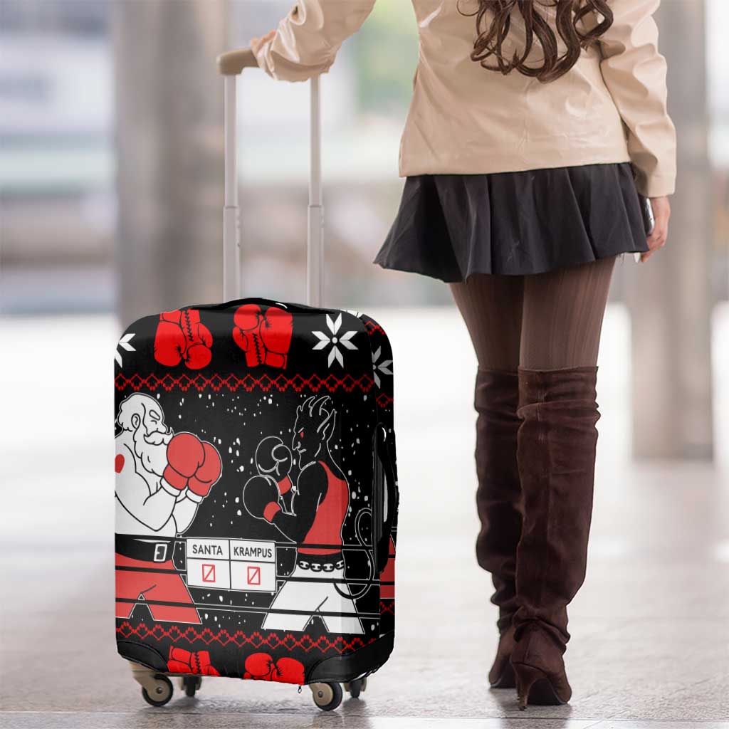 Christmas Boxing Santa And Krampus Luggage Cover Xmas Holiday Patterns - Wonder Print Shop