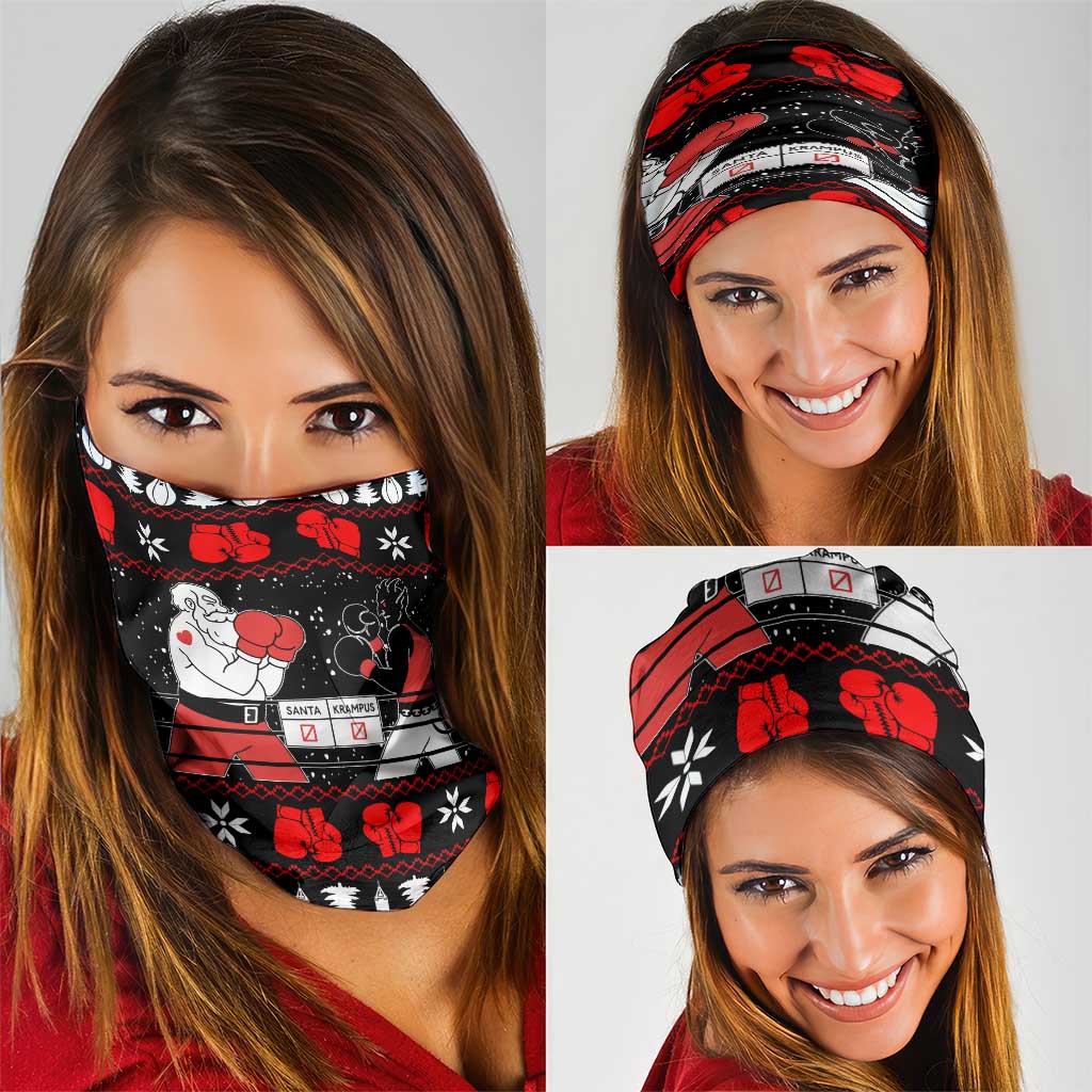Christmas Boxing Santa And Krampus Neck Gaiter Xmas Holiday Patterns - Wonder Print Shop