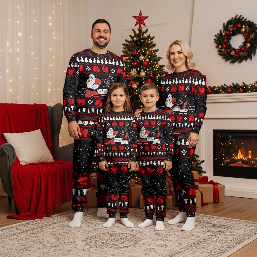 Christmas Boxing Santa And Krampus Christmas Pajama Set Xmas Holiday Patterns - Wonder Print Shop