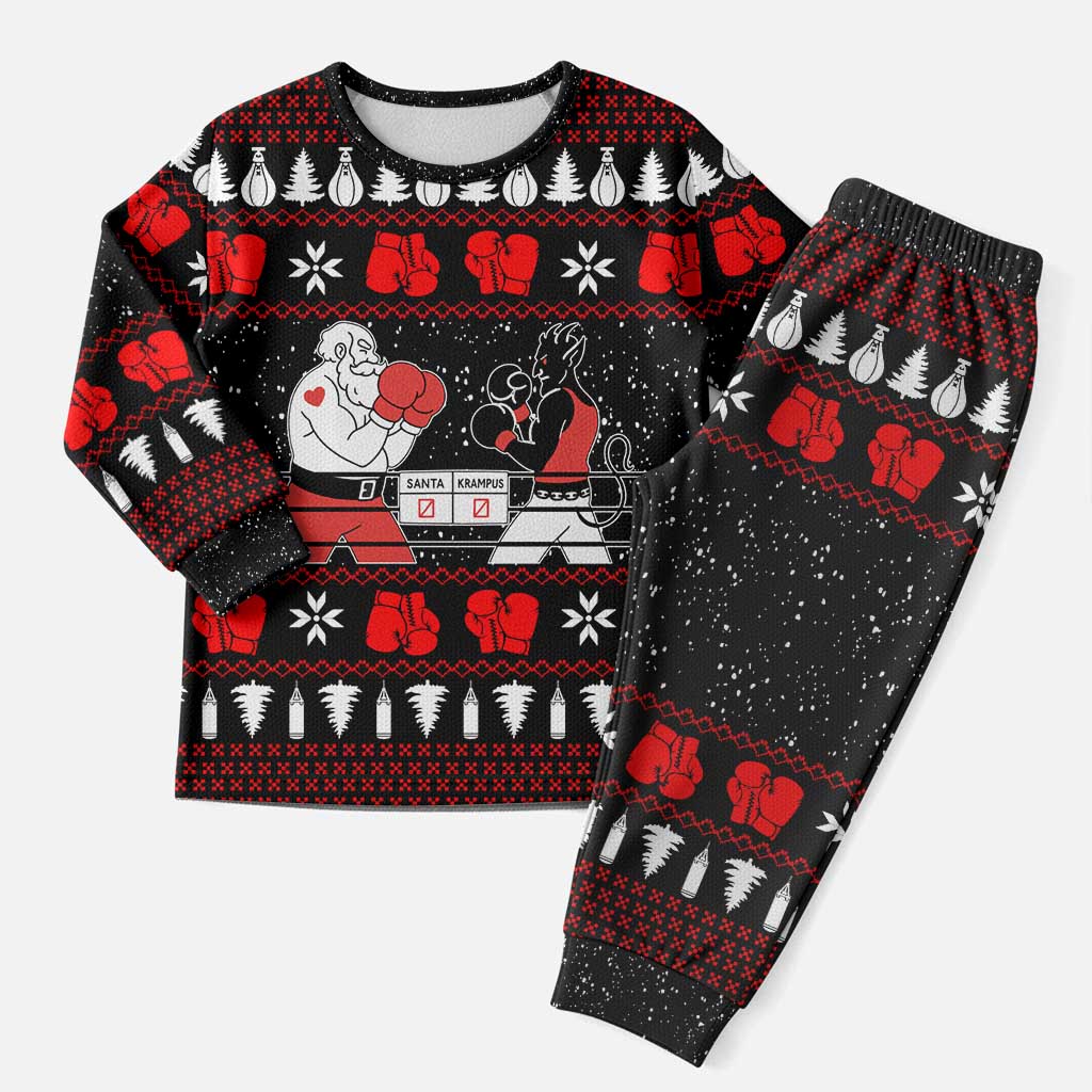 Christmas Boxing Santa And Krampus Christmas Pajama Set Xmas Holiday Patterns - Wonder Print Shop