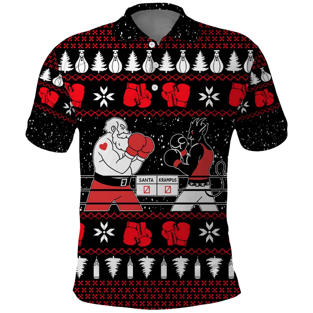 Christmas Boxing Santa And Krampus Polo Shirt Xmas Holiday Patterns - Wonder Print Shop