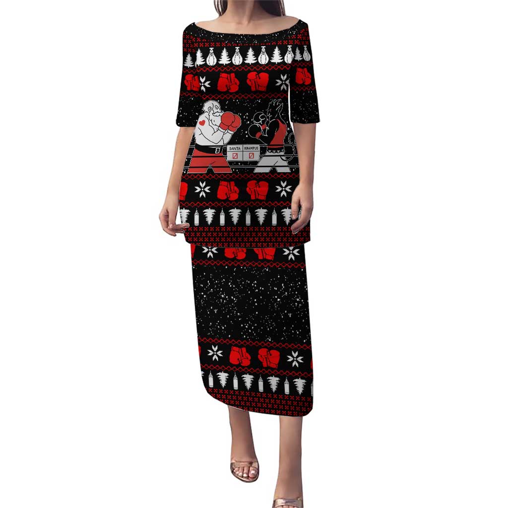 Christmas Boxing Santa And Krampus Puletasi Xmas Holiday Patterns - Wonder Print Shop