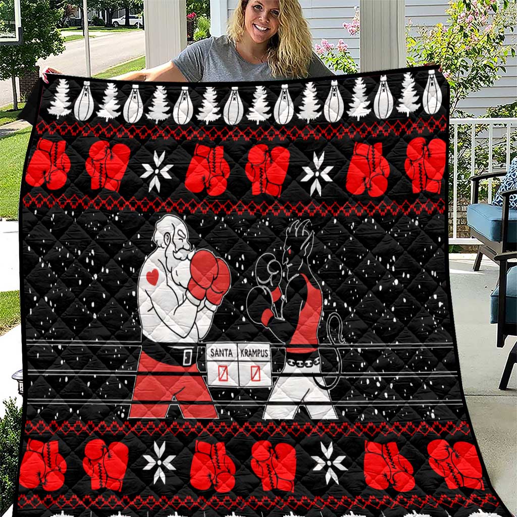Christmas Boxing Santa And Krampus Quilt Xmas Holiday Patterns - Wonder Print Shop