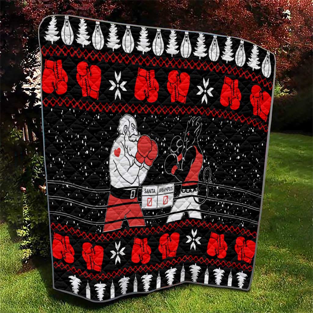 Christmas Boxing Santa And Krampus Quilt Xmas Holiday Patterns - Wonder Print Shop
