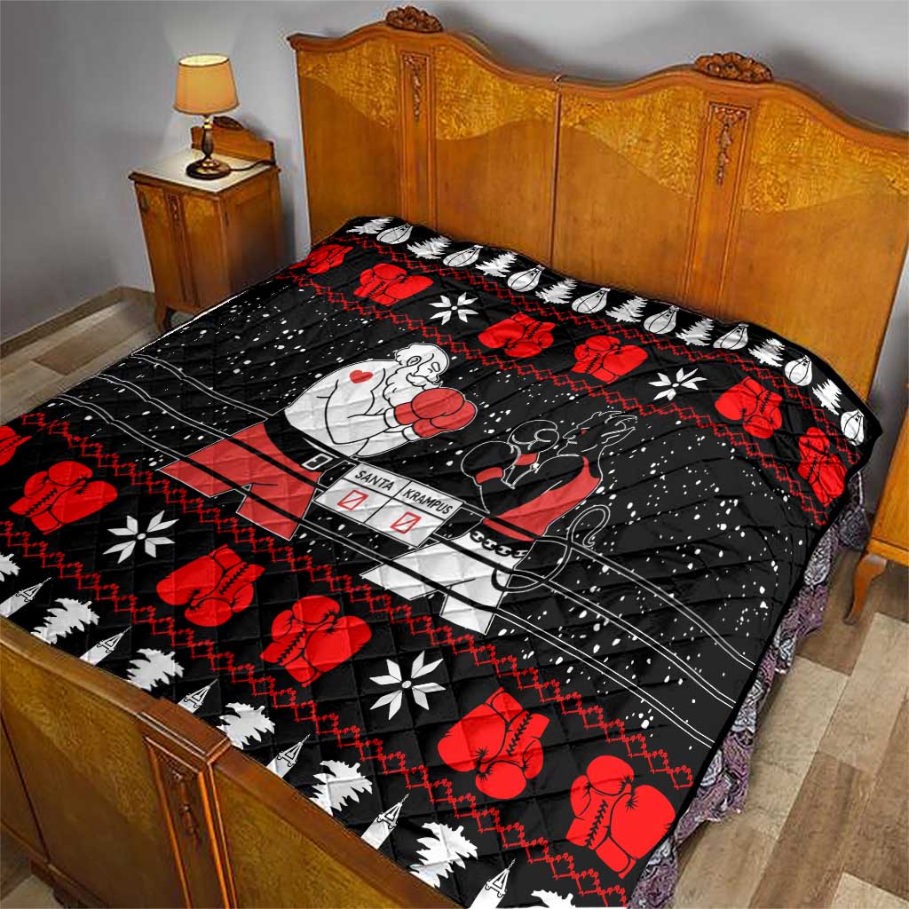 Christmas Boxing Santa And Krampus Quilt Xmas Holiday Patterns - Wonder Print Shop