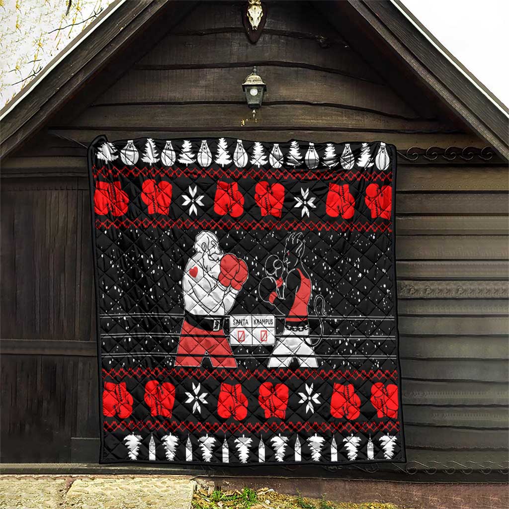 Christmas Boxing Santa And Krampus Quilt Xmas Holiday Patterns - Wonder Print Shop