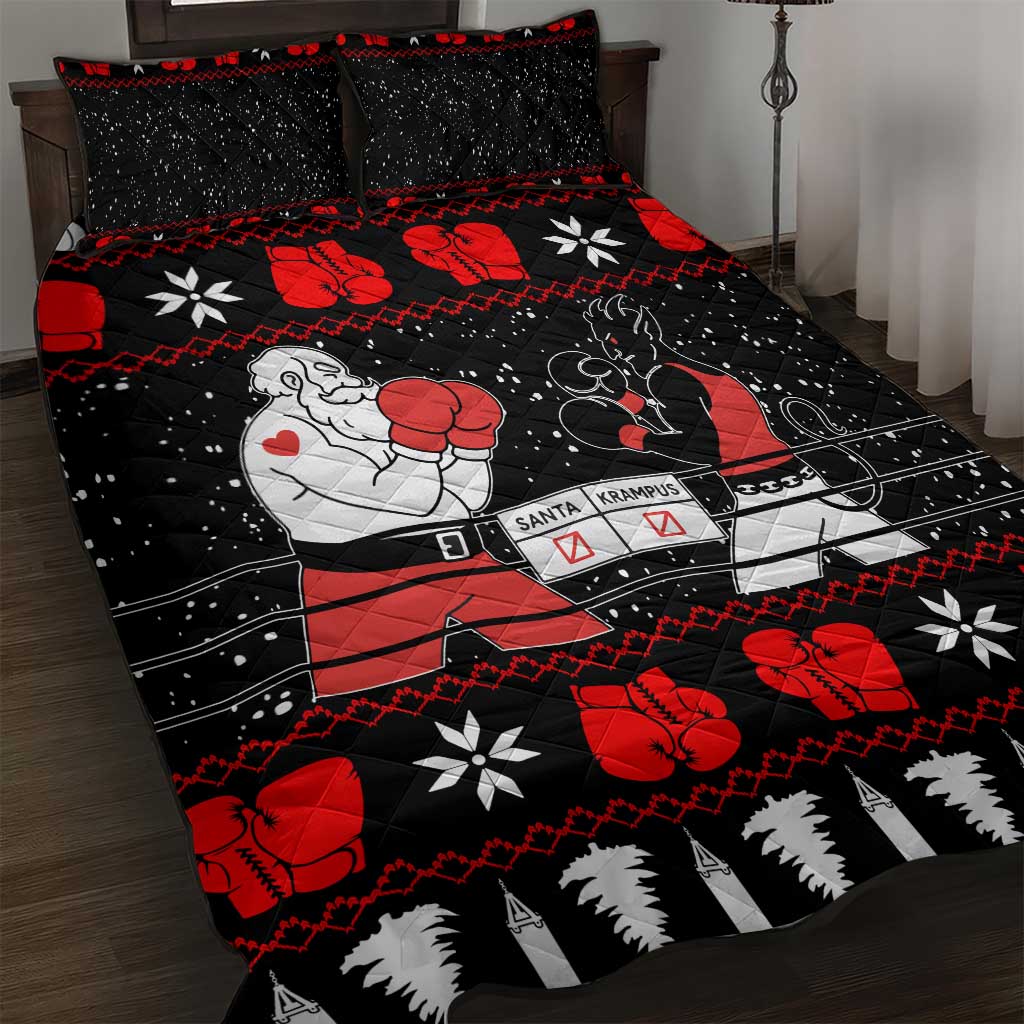 Christmas Boxing Santa And Krampus Quilt Bed Set Xmas Holiday Patterns - Wonder Print Shop