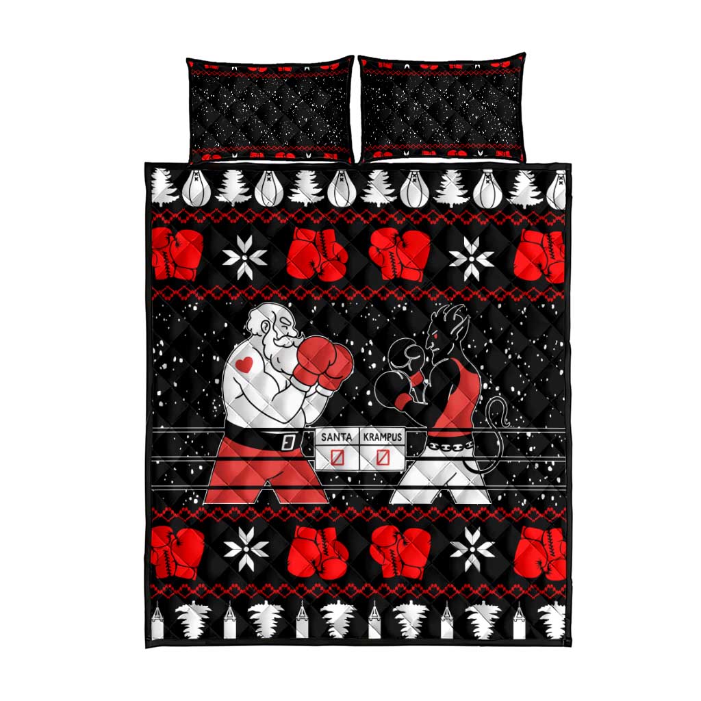 Christmas Boxing Santa And Krampus Quilt Bed Set Xmas Holiday Patterns - Wonder Print Shop