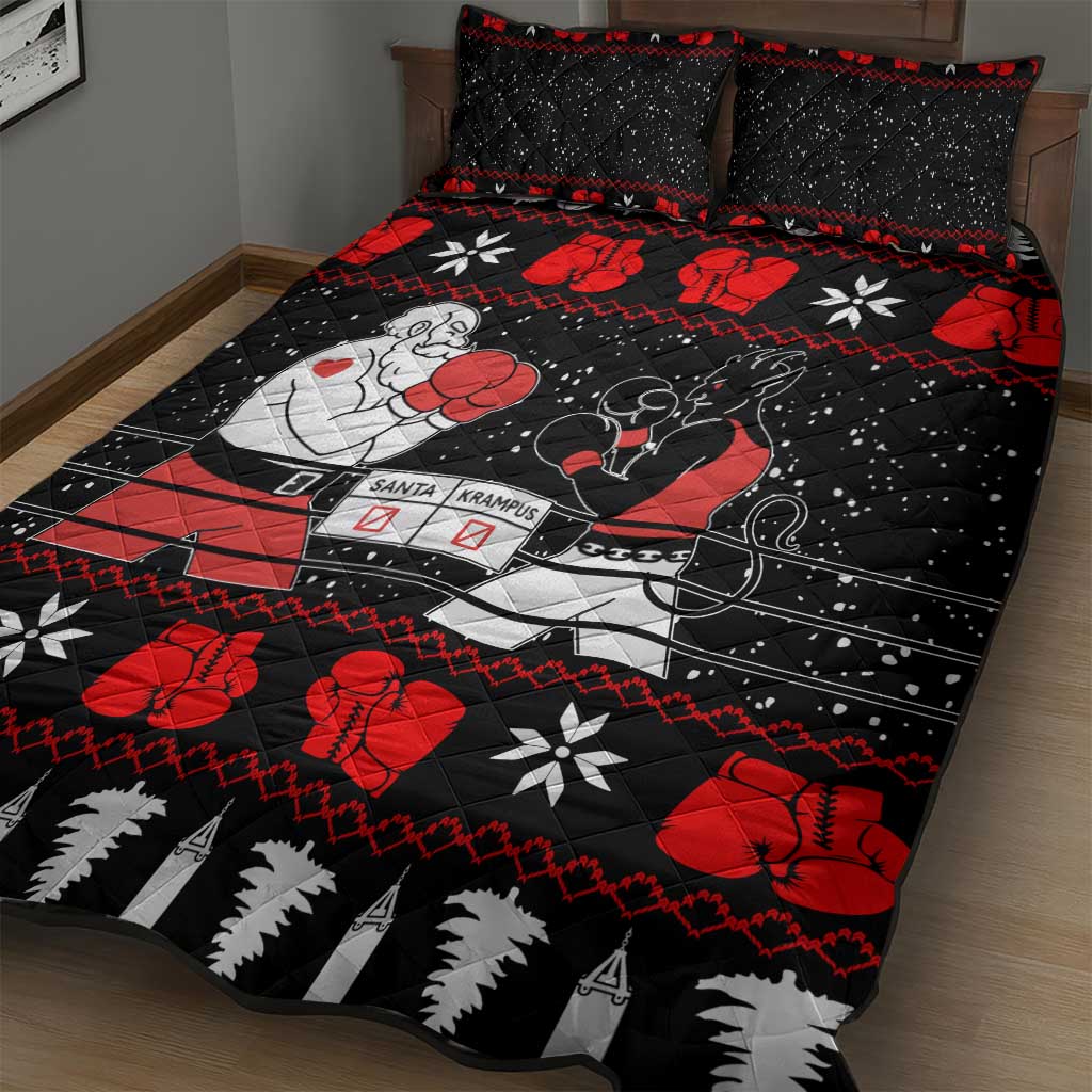 Christmas Boxing Santa And Krampus Quilt Bed Set Xmas Holiday Patterns - Wonder Print Shop