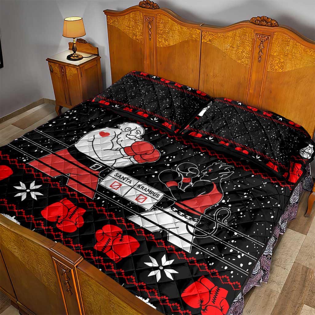 Christmas Boxing Santa And Krampus Quilt Bed Set Xmas Holiday Patterns - Wonder Print Shop