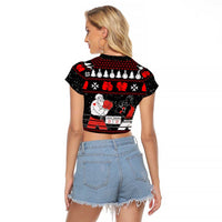 Christmas Boxing Santa And Krampus Raglan Cropped T Shirt Xmas Holiday Patterns - Wonder Print Shop