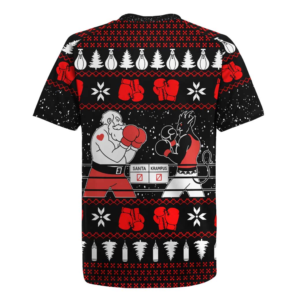 Christmas Boxing Santa And Krampus Rugby Jersey Xmas Holiday Patterns - Wonder Print Shop