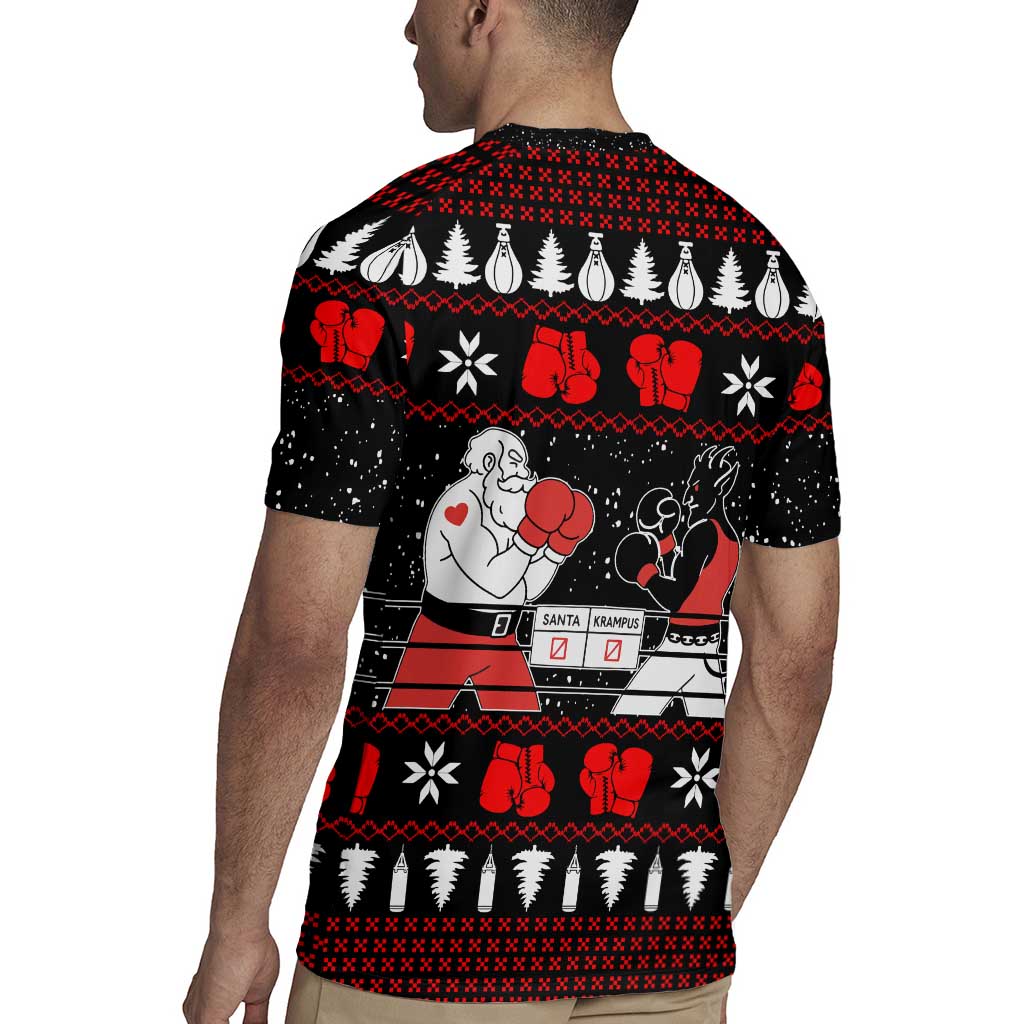 Christmas Boxing Santa And Krampus Rugby Jersey Xmas Holiday Patterns - Wonder Print Shop