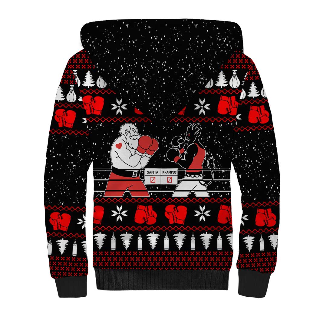 Christmas Boxing Santa And Krampus Sherpa Hoodie Xmas Holiday Patterns - Wonder Print Shop