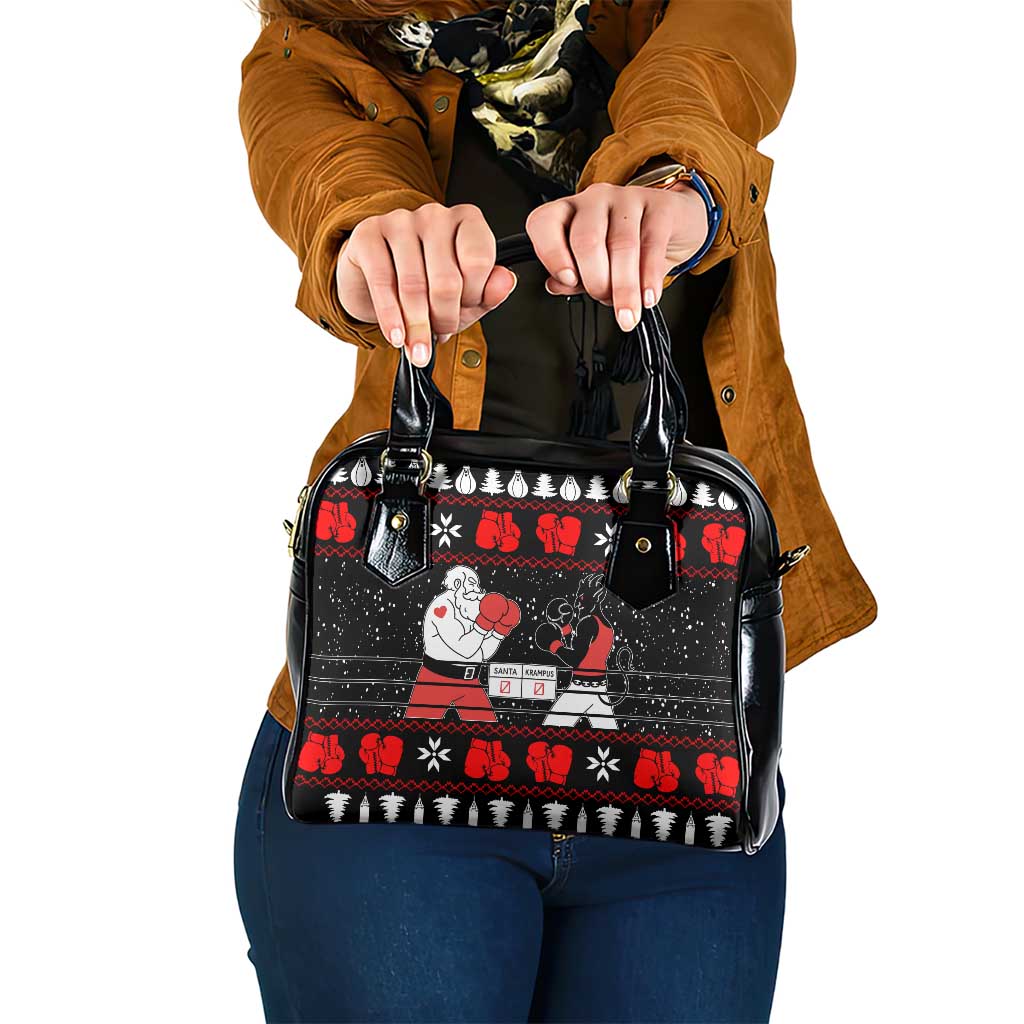 Christmas Boxing Santa And Krampus Shoulder Handbag Xmas Holiday Patterns - Wonder Print Shop
