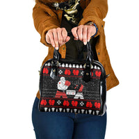 Christmas Boxing Santa And Krampus Shoulder Handbag Xmas Holiday Patterns - Wonder Print Shop