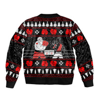 Christmas Boxing Santa And Krampus Sleeve Zip Bomber Jacket Xmas Holiday Patterns - Wonder Print Shop