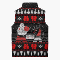 Christmas Boxing Santa And Krampus Sleeveless Puffer Jacket Xmas Holiday Patterns - Wonder Print Shop
