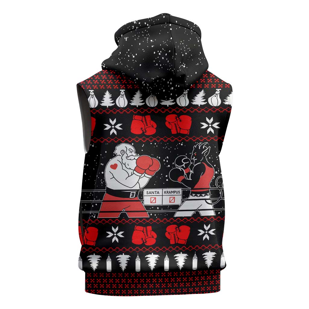 Christmas Boxing Santa And Krampus Sleeveless Zip Hoodie Xmas Holiday Patterns - Wonder Print Shop
