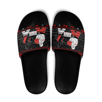 Christmas Boxing Santa And Krampus Slide Sandals Xmas Holiday Patterns - Wonder Print Shop