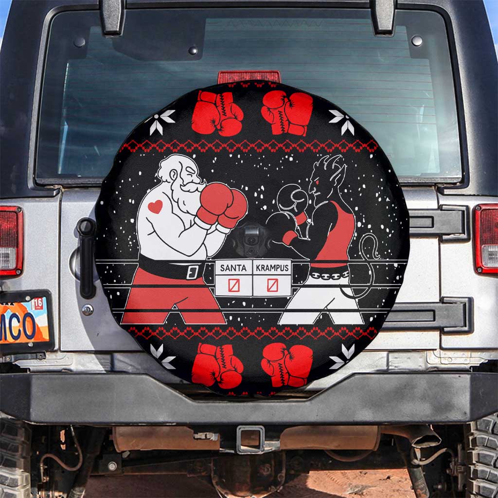 Christmas Boxing Santa And Krampus Spare Tire Cover Xmas Holiday Patterns - Wonder Print Shop