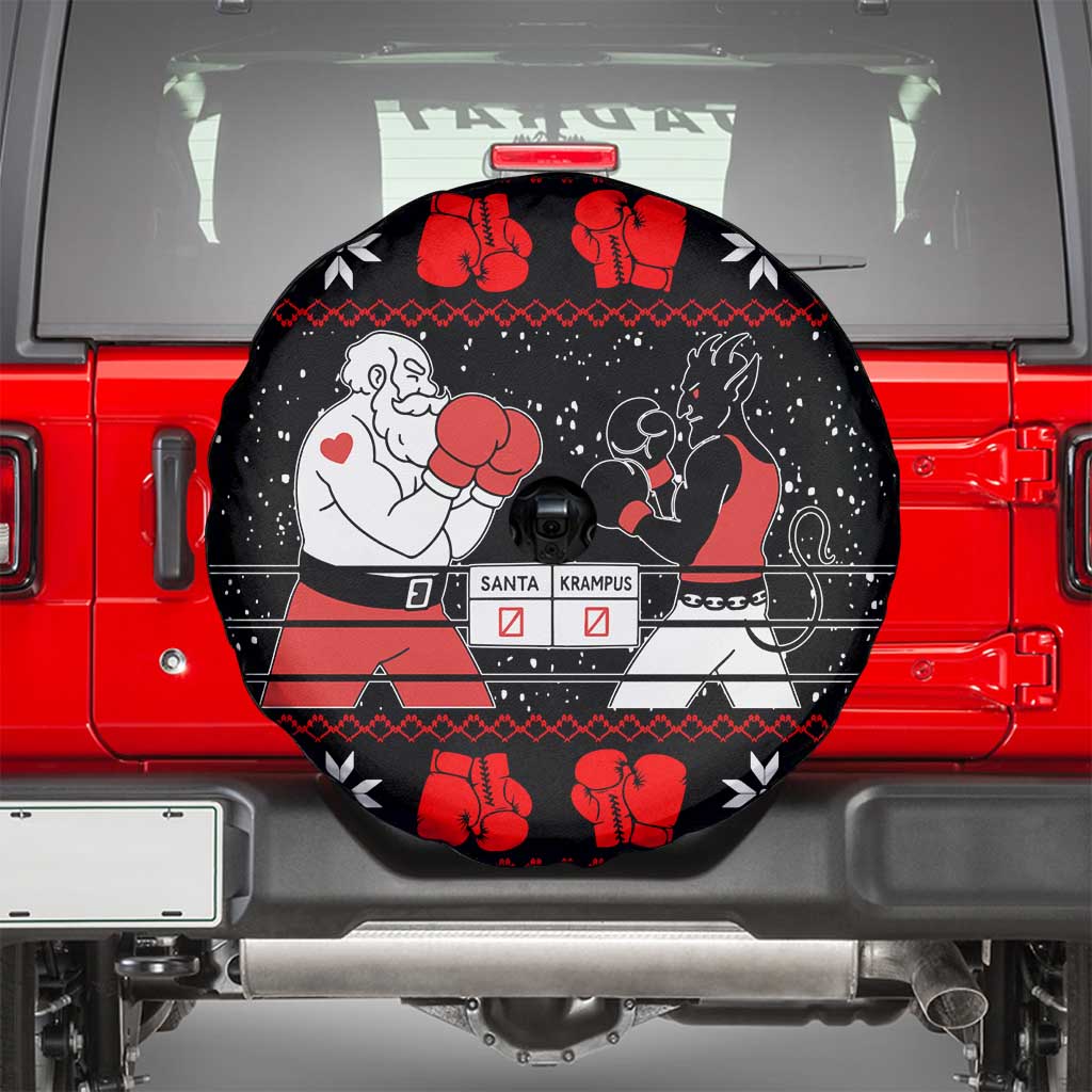 Christmas Boxing Santa And Krampus Spare Tire Cover Xmas Holiday Patterns - Wonder Print Shop