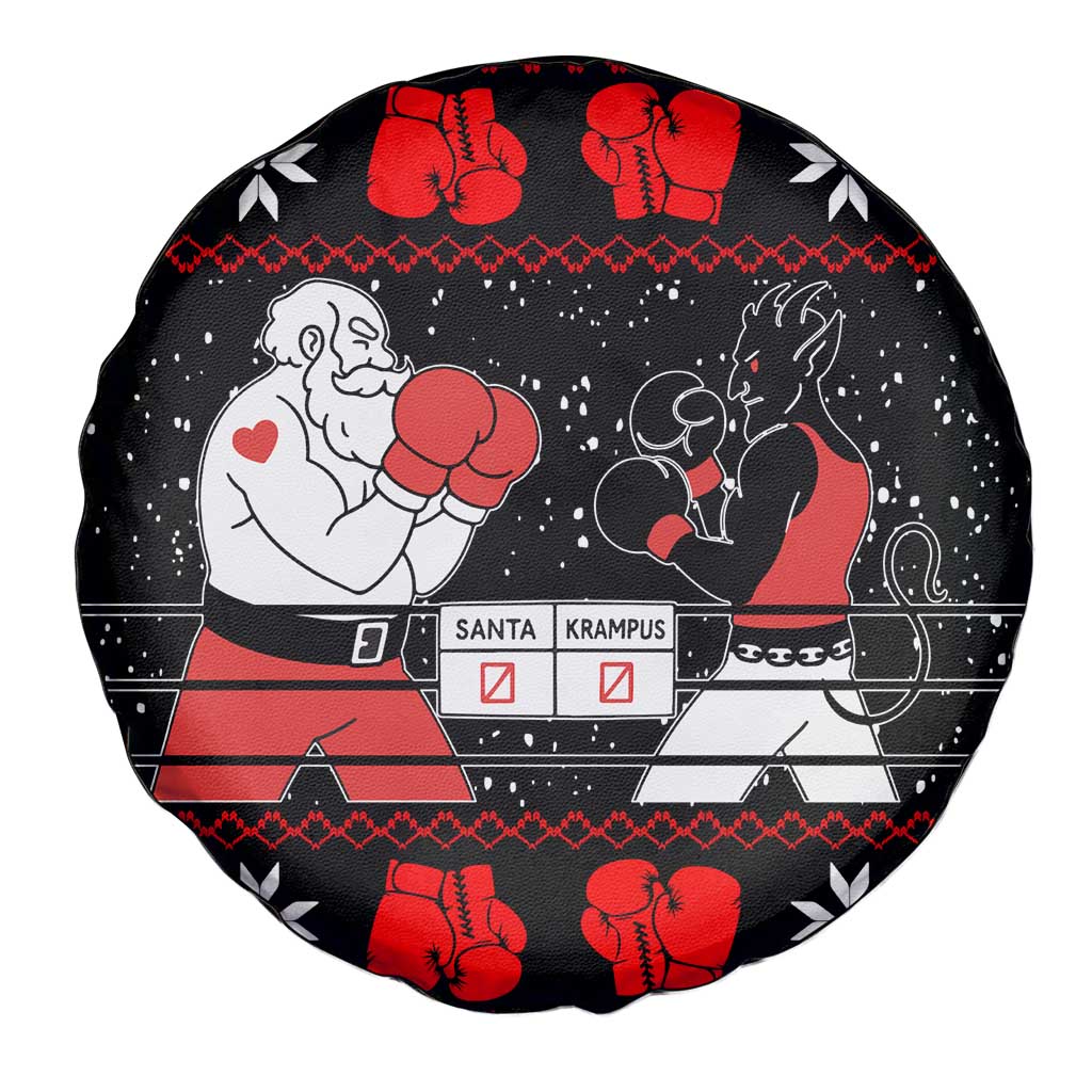 Christmas Boxing Santa And Krampus Spare Tire Cover Xmas Holiday Patterns - Wonder Print Shop