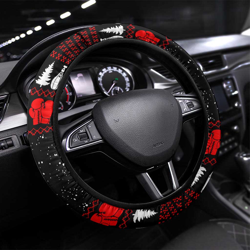 Christmas Boxing Santa And Krampus Steering Wheel Cover Xmas Holiday Patterns - Wonder Print Shop