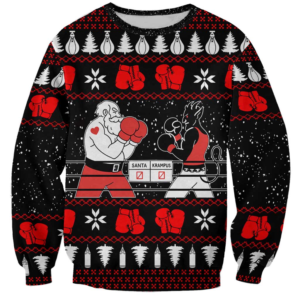 Christmas Boxing Santa And Krampus Sweatshirt Xmas Holiday Patterns - Wonder Print Shop