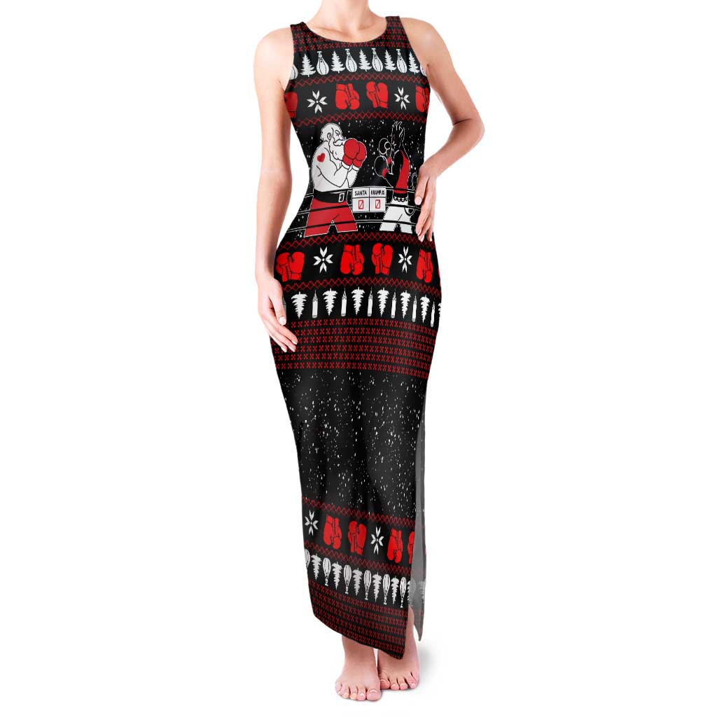 Christmas Boxing Santa And Krampus Tank Maxi Dress Xmas Holiday Patterns - Wonder Print Shop