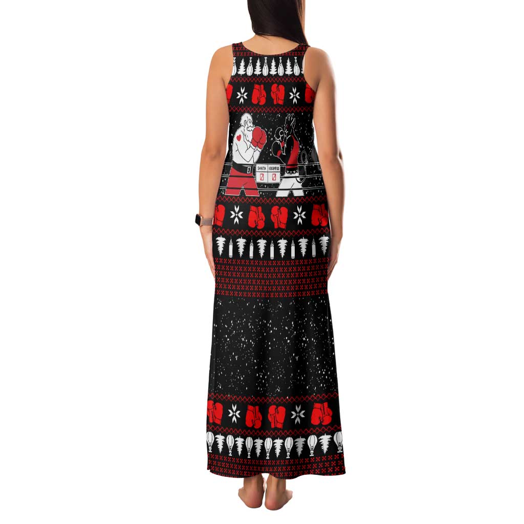 Christmas Boxing Santa And Krampus Tank Maxi Dress Xmas Holiday Patterns - Wonder Print Shop