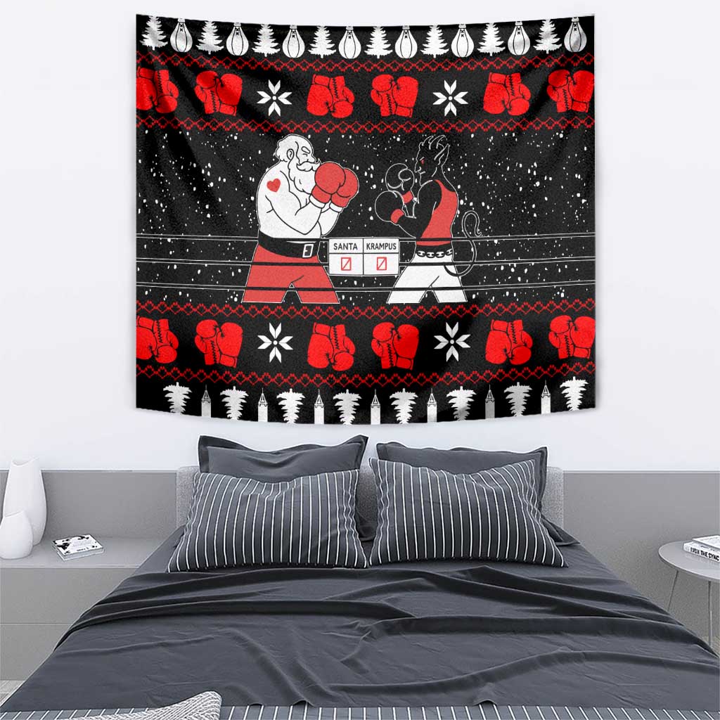 Christmas Boxing Santa And Krampus Tapestry Xmas Holiday Patterns - Wonder Print Shop
